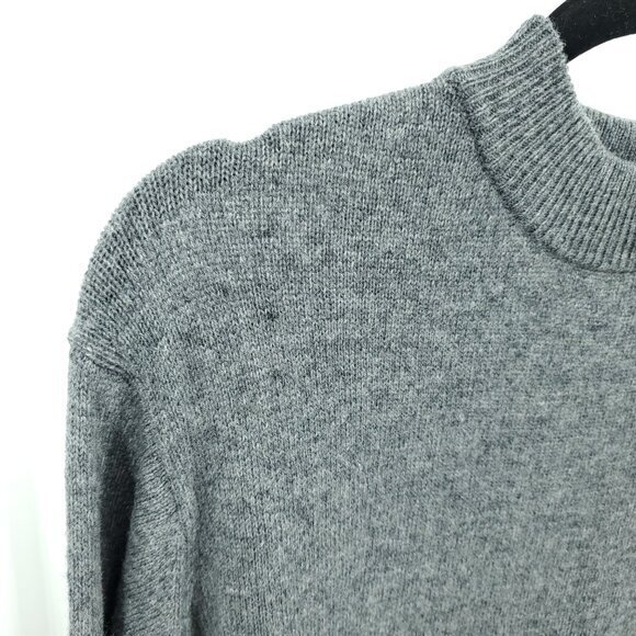 Muji 100% Wool Mock Neck Relaxed Fit Midi Sweater Dress L Gray - Picture 7 of 16